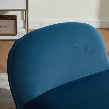 Swivel Accent Chair - Smoke Blue Velvet, 360° Base for Living Room