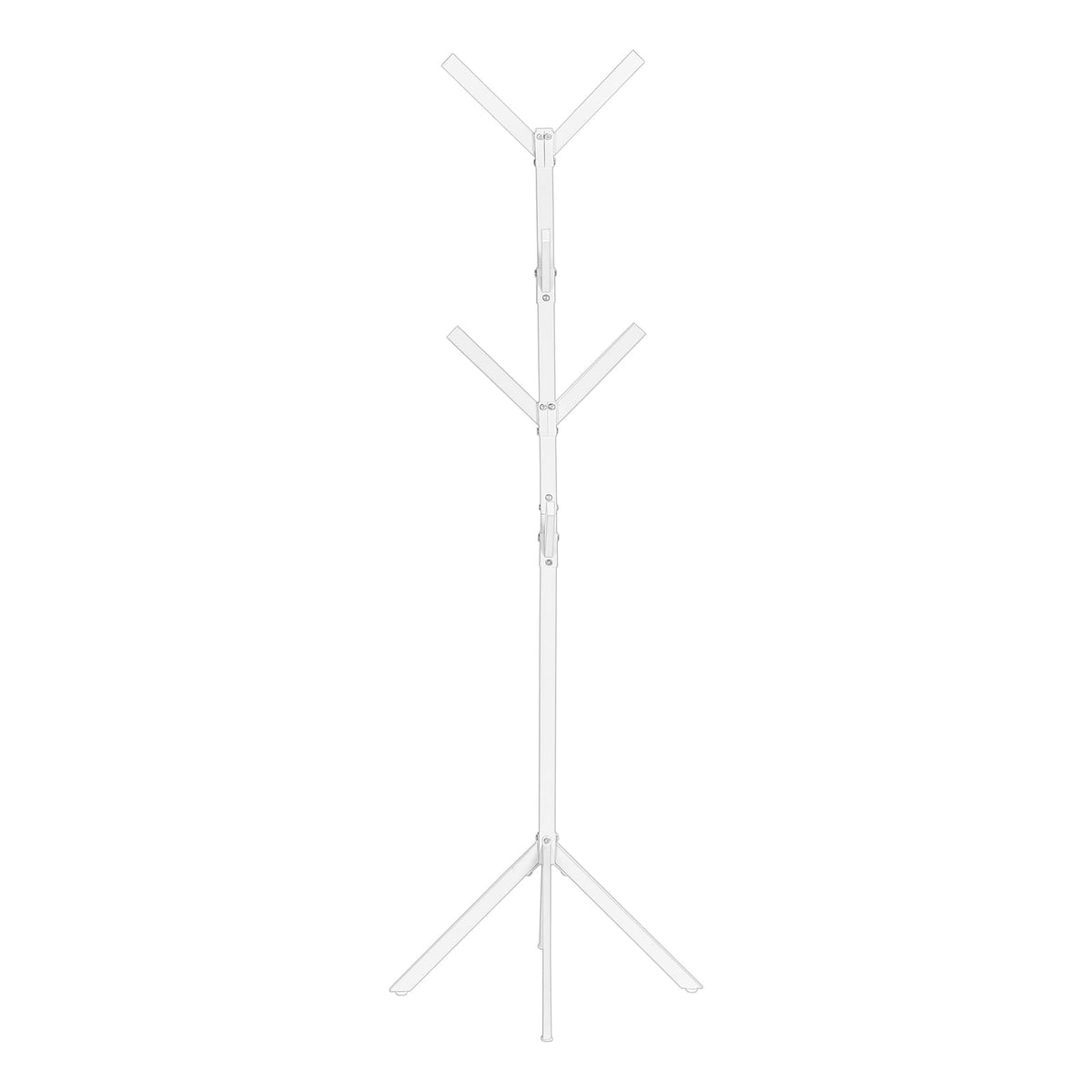 White Metal Coat Rack - 8 Hooks, Entryway Hall Tree