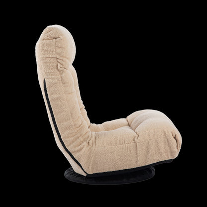White Cotton Lazy Sofa Chair with Adjustable Back for Ultimate Comfort