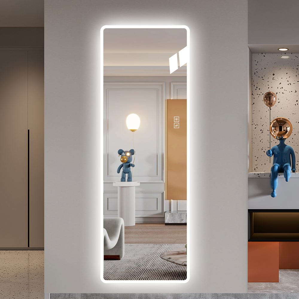 65 Inch Clear Glass Full Length Mirror with LED Light