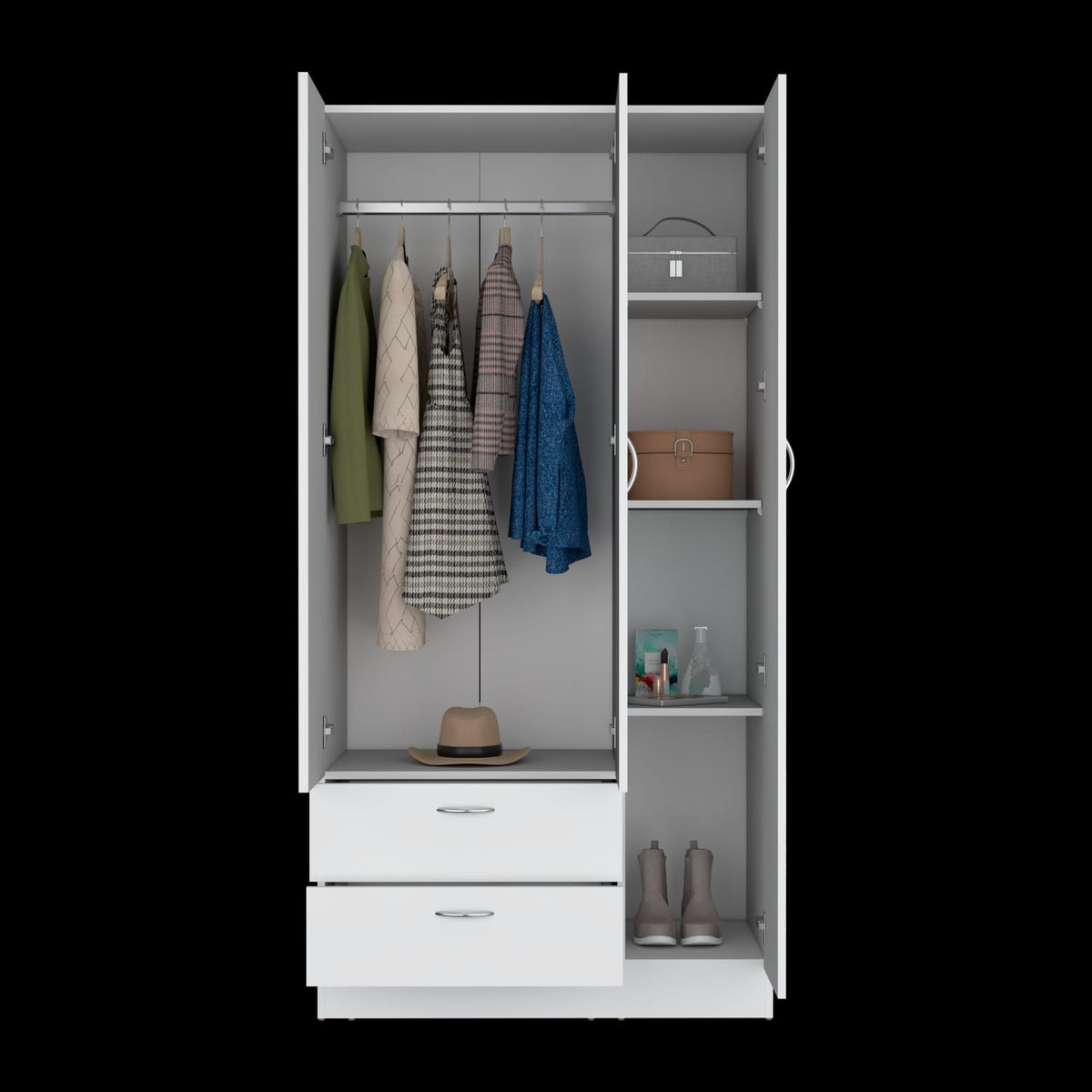 White Bedroom Dresser - 35.4" Wide Storage Cabinet