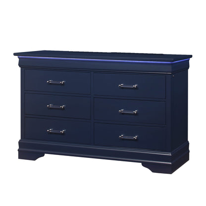 Blue 6 Drawer Dresser - Modern Bedroom Storage