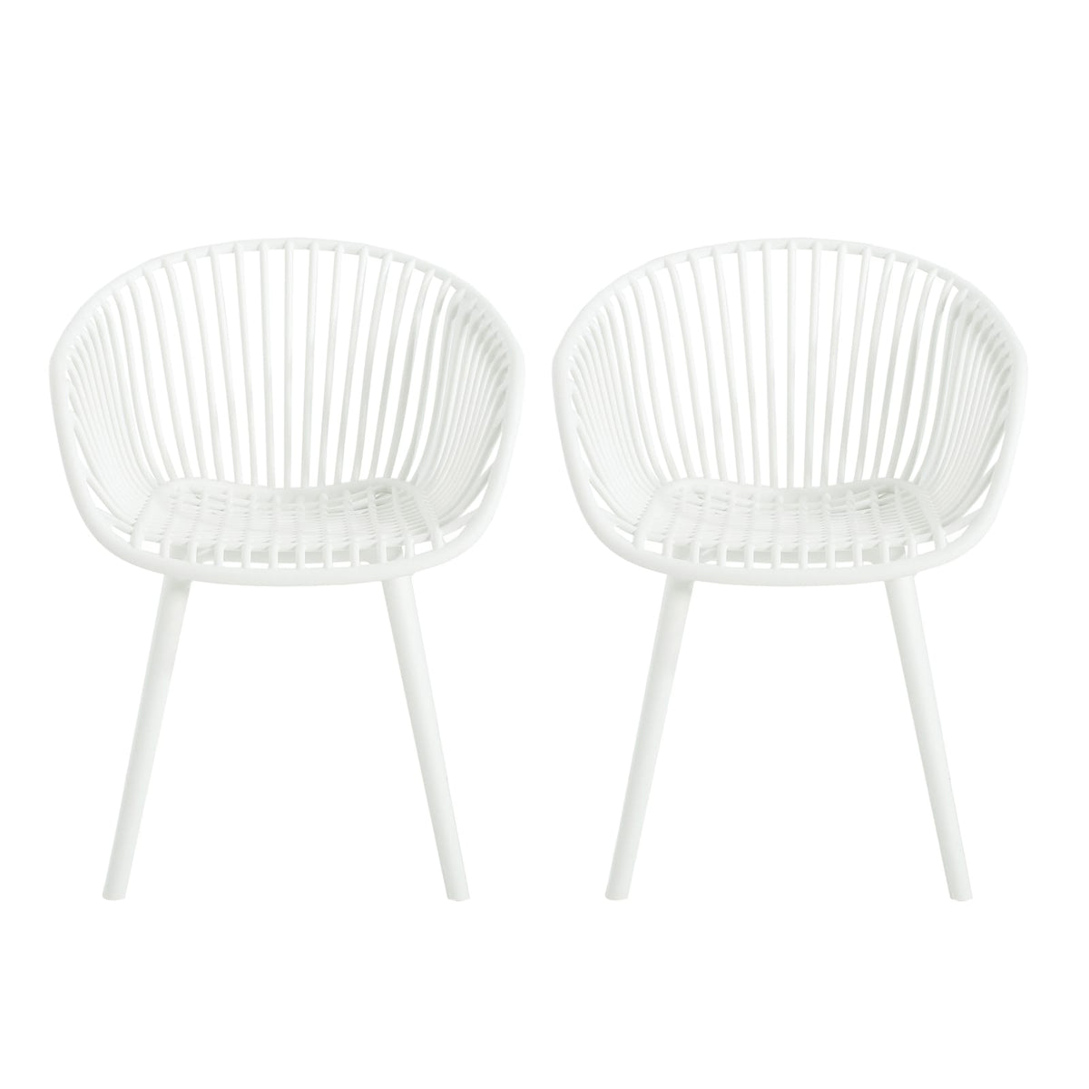 Mykonos Chairs - Set of 2 White Plastic Patio Seating