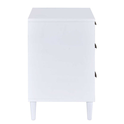 White and Weathered Oak 3-Drawer Accent Table for Living Room