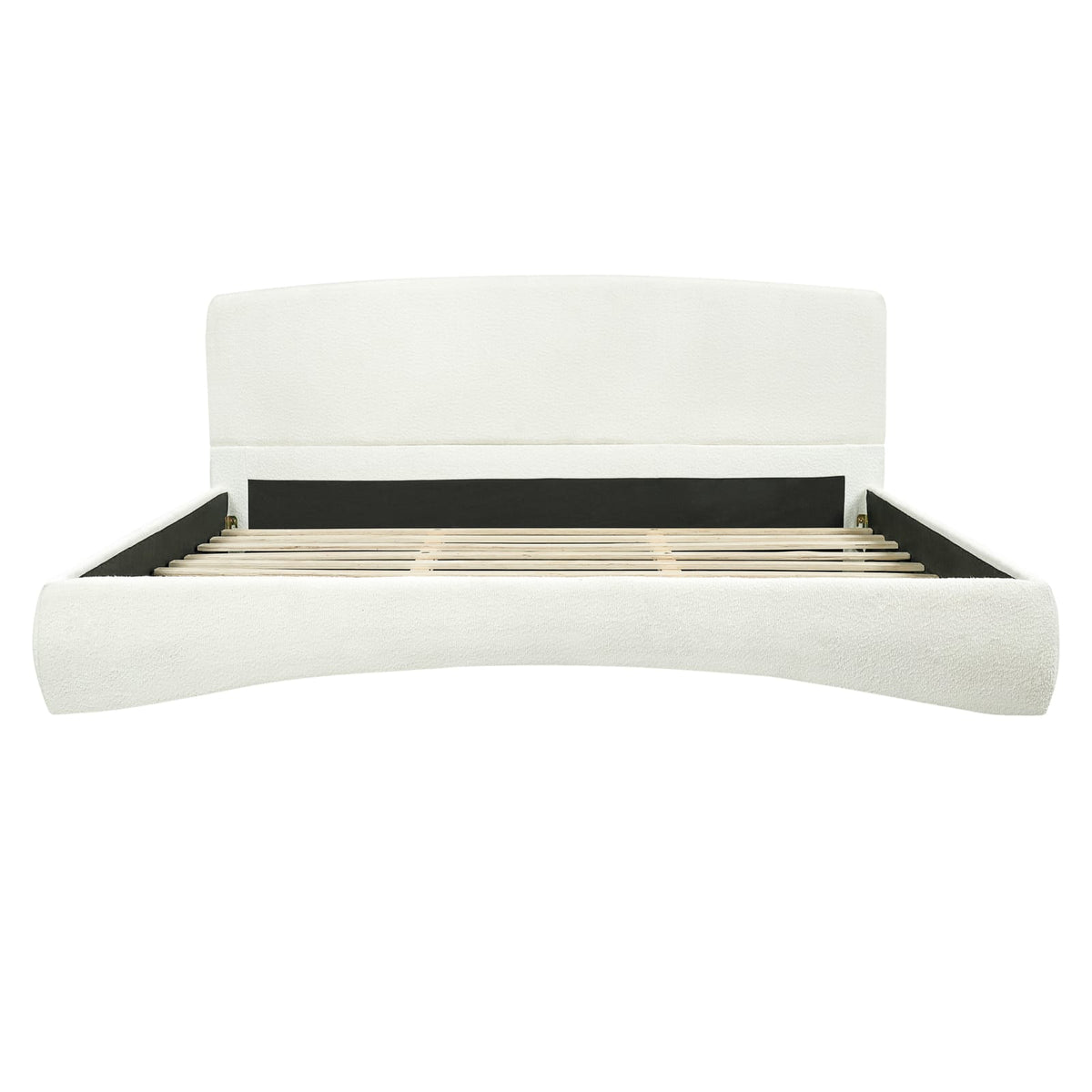 Cream King Upholstered Bed with Smart Lighting - Curved Design