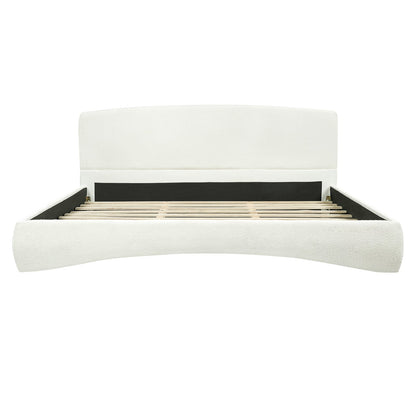 Cream King Upholstered Bed with Smart Lighting - Curved Design