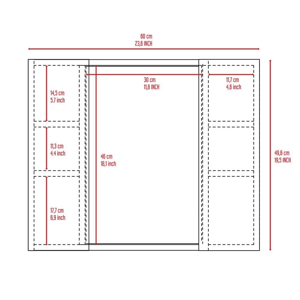 Gray Bathroom Storage Cabinet with Mirror - 19 Inch Height