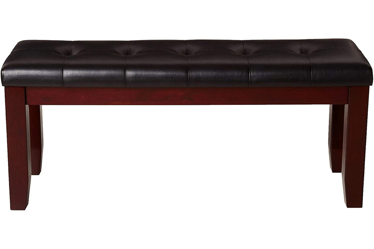Brown Solid Wood Button Tufted Bench - Bedroom Accent
