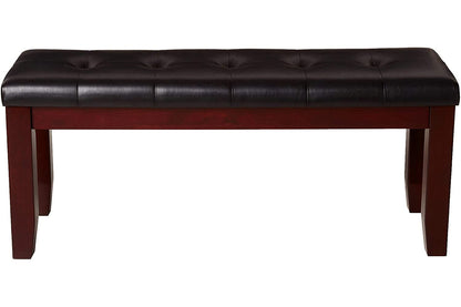 Brown Solid Wood Button Tufted Bench - Bedroom Accent