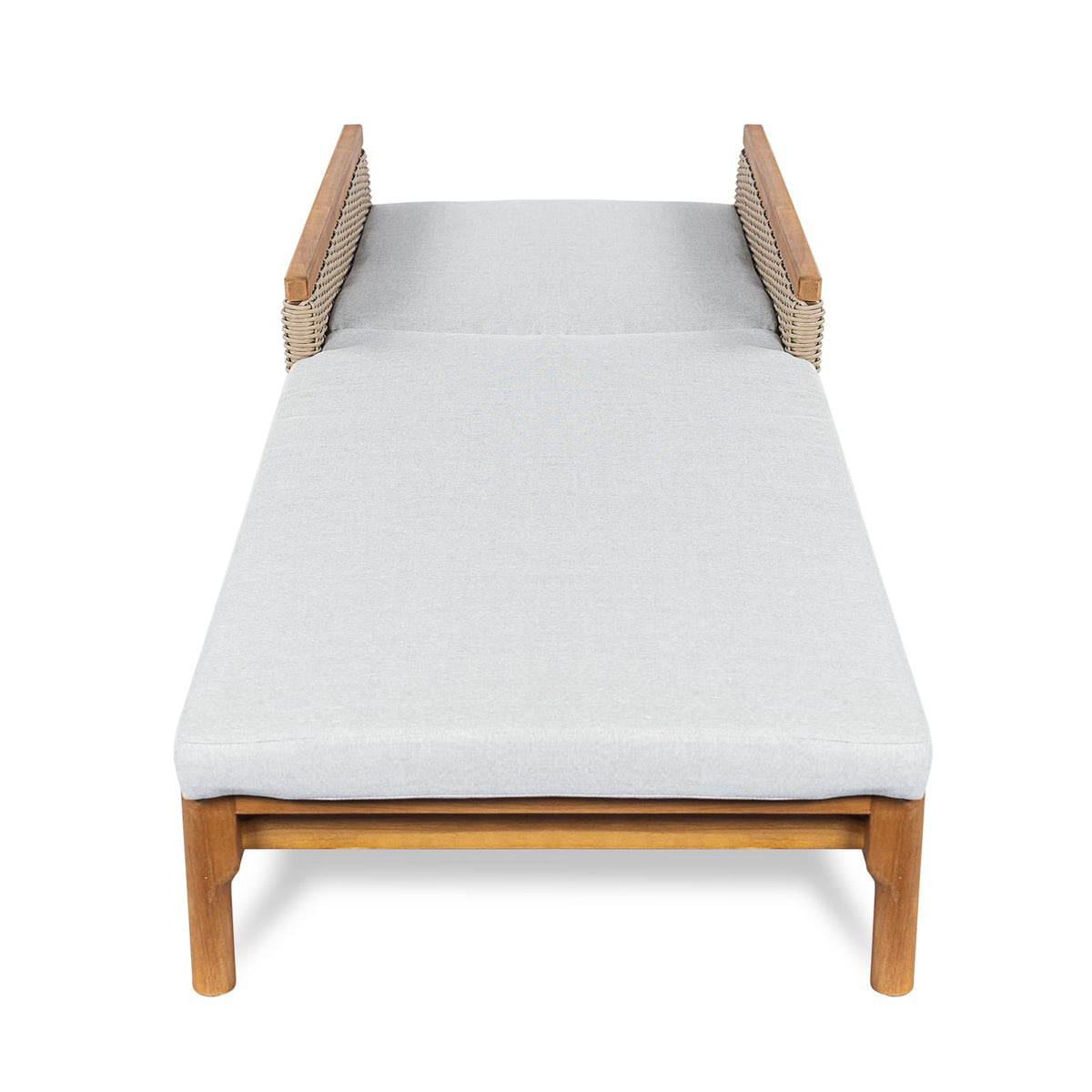 Light Grey & Natural Acacia Wood Chaise Lounge - 76.8" Outdoor Patio Seating