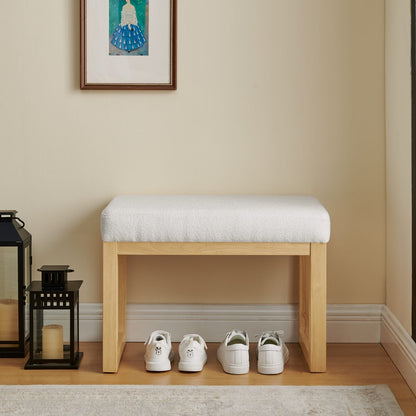 Beige Foam Shoe Changing Bench - Modern Minimalist Design for Bedroom