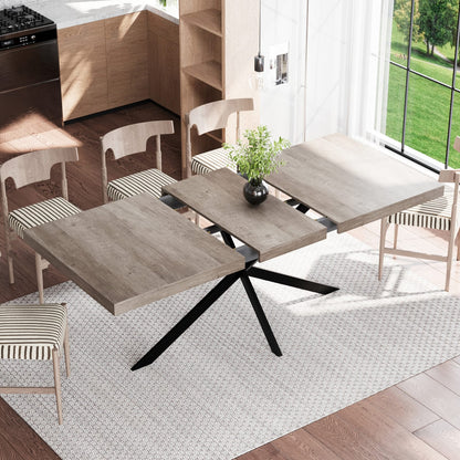 Retro Rectangular Stretch Dining Table - Gray Carole Top, Storage Included