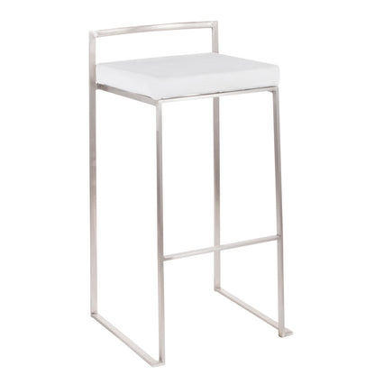 White Velvet Stackable Barstools - Set of 2