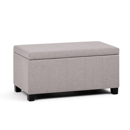 Gray Storage Ottoman Bench with Fabric Upholstery for Living Room