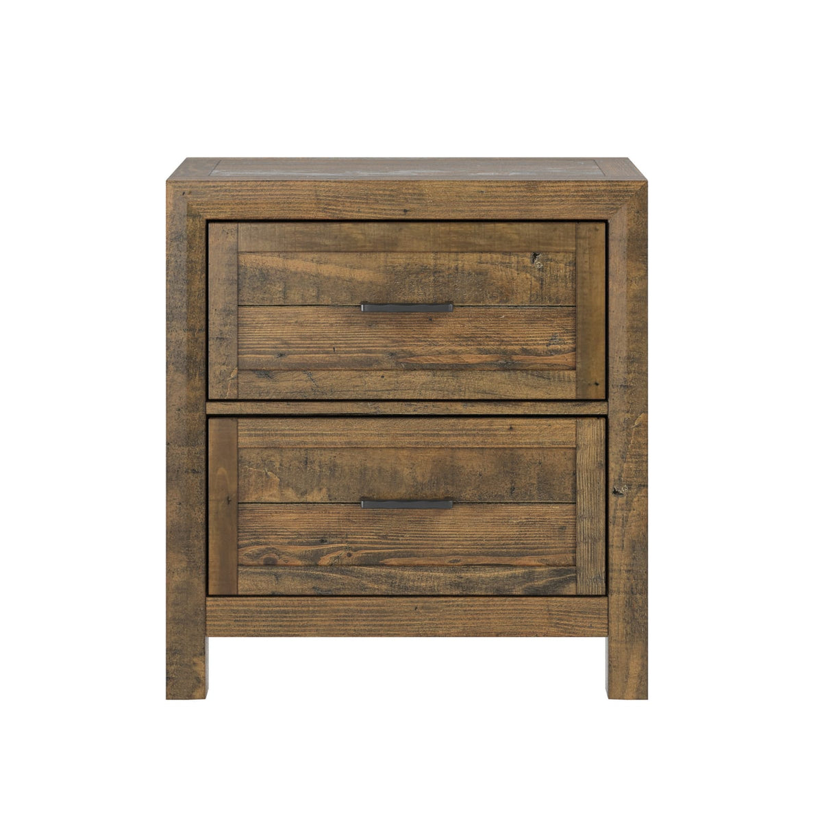 Solid Wood Brown Nightstand with 2 Drawers, 26"W x 18"D for Bedroom