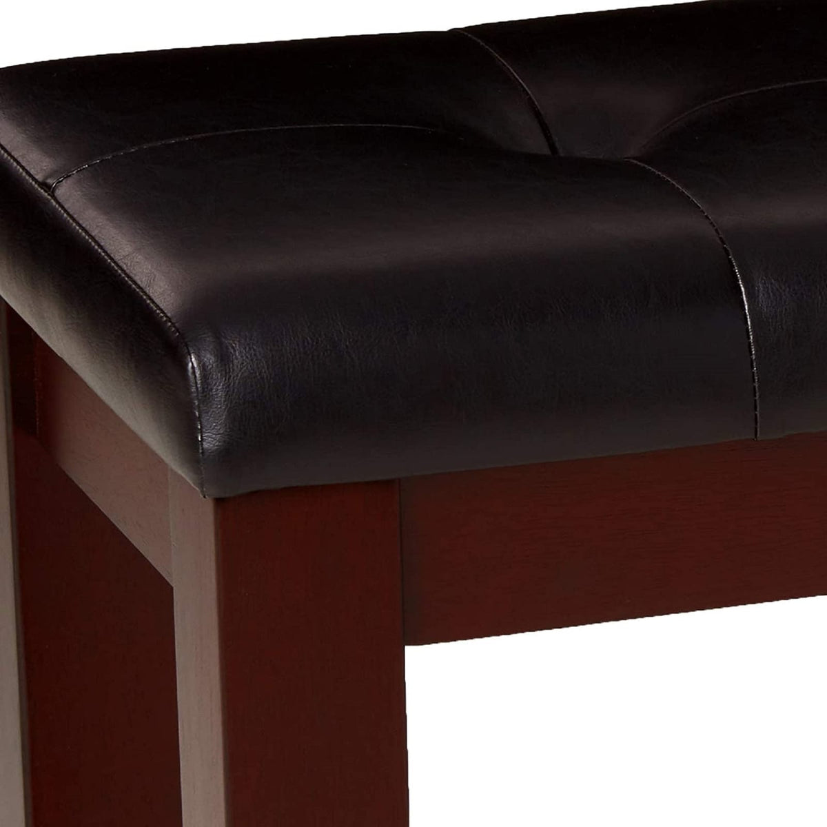 Brown Solid Wood Button Tufted Bench - Bedroom Accent