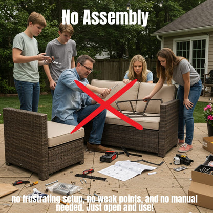 Modern Grey Mix Wicker Outdoor Sectional Patio Set with Cushions