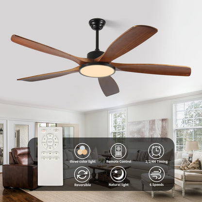 62 Inch Black Walnut Ceiling Fan - Bedroom Fan