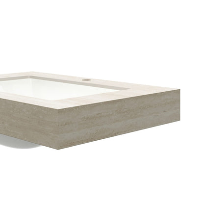 30" Roma Travertine Sintered Stone Countertop & Ceramic Basin - No Cabinet, Faucet