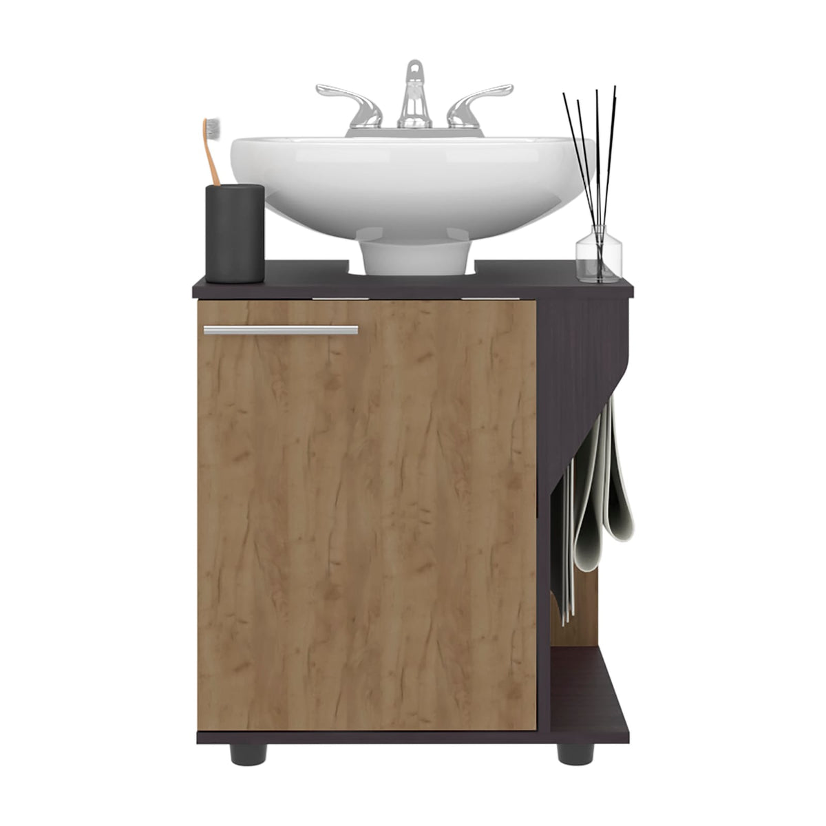Natural Black Bathroom Vanity with Storage