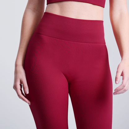Rose Red Nylon Mesh High Waisted Leggings - Women's Yoga Pants