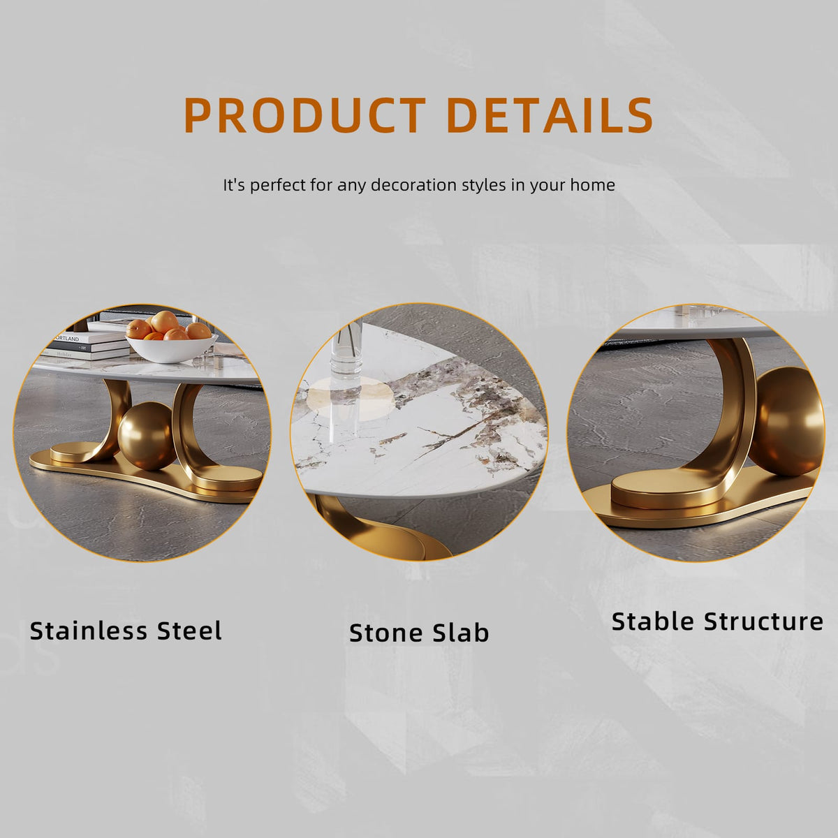 Gold Metal Coffee Table - Modern Design for Living Room