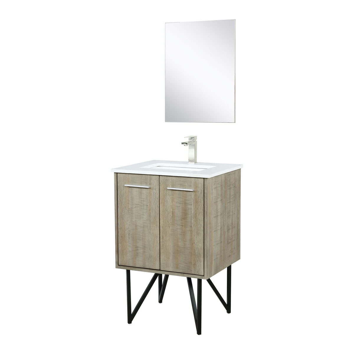 Rustic Acacia Bath Vanity - Storage & Mirror Included