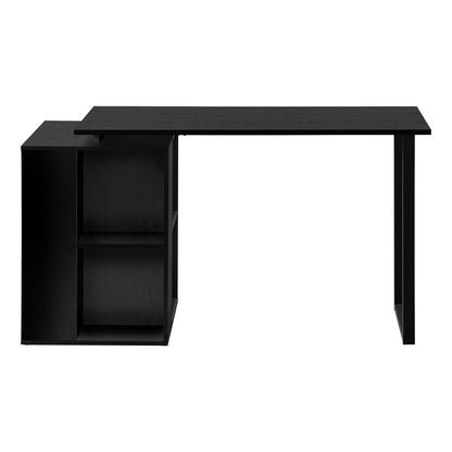 Black Computer Desk with Storage Shelves - 55" Workstation
