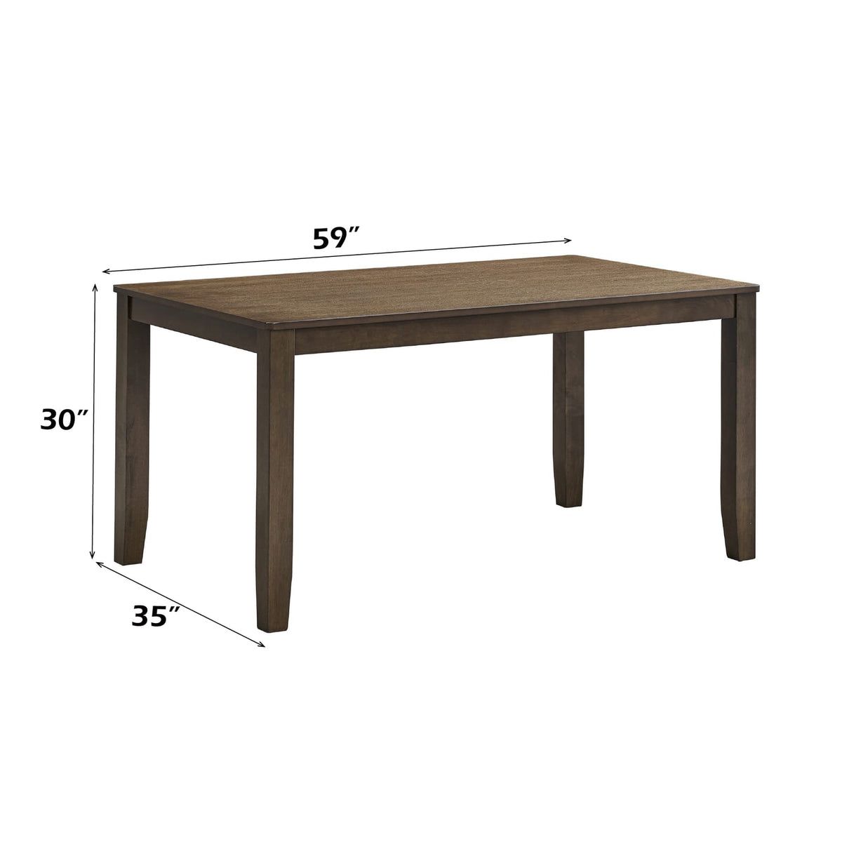 Damica Walnut Dining Table - 35" x 59" for Dining Room
