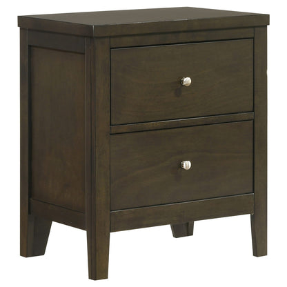 Clement Dark Cocoa 2-drawer Nightstand - Espresso Wood Bedside Table