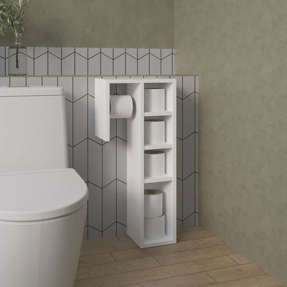White Bathroom Storage Cabinet - 4 Shelves