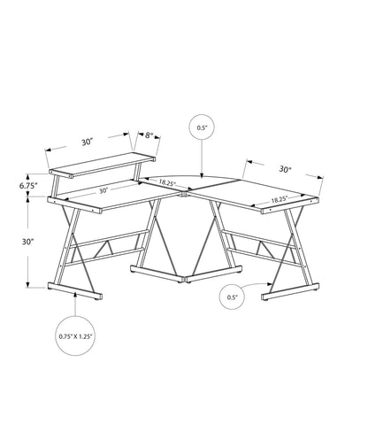Espresso L-Shaped Computer Desk with Storage Shelf for Home Office