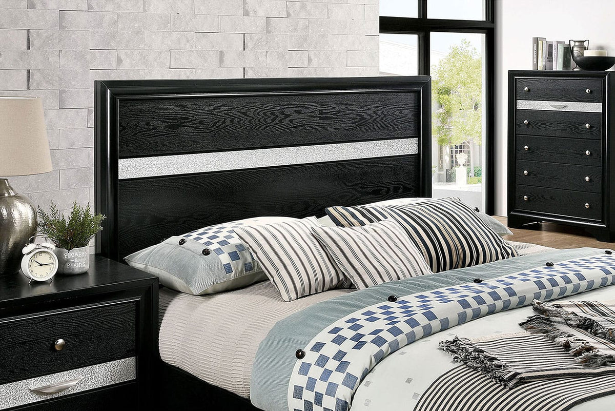 Queen Size Black Wood Bed Frame Storage