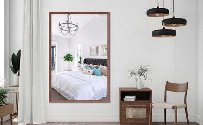 Oversized Walnut Aluminium Bathroom Mirror for large room renovation