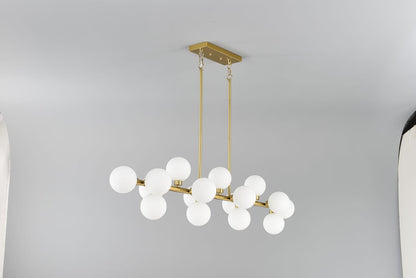 16-Light Farmhouse Chandelier - Gold+White Metal, Opal Glass
