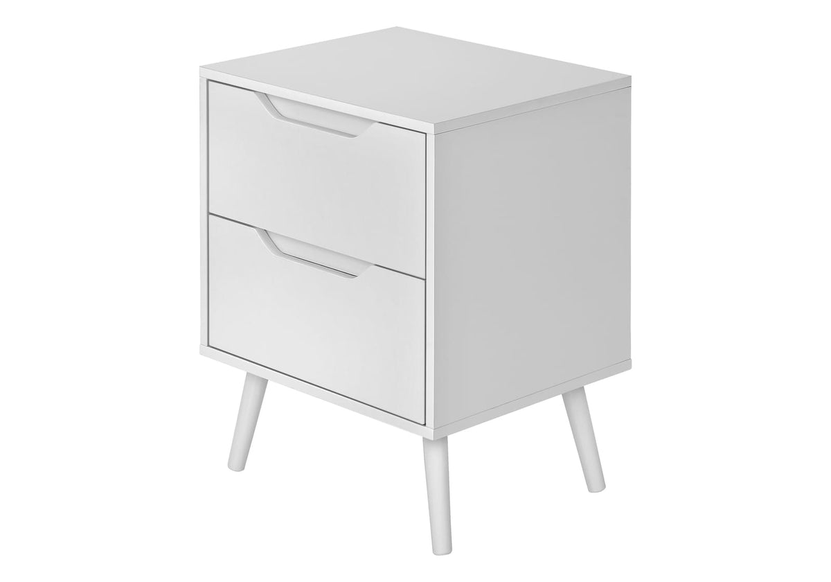 24" White Accent Table with Storage Drawers for Living Room