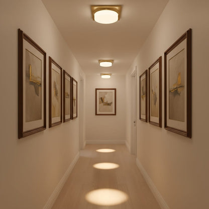 Antique Brass LED Flush Mount Bedroom Lighting