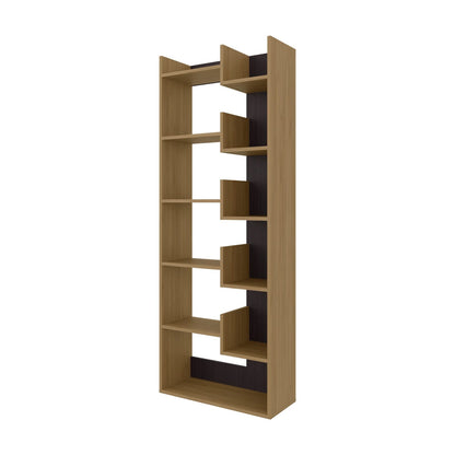 Natural Wood Ten Shelf Display Shelving Unit for Living Room Storage