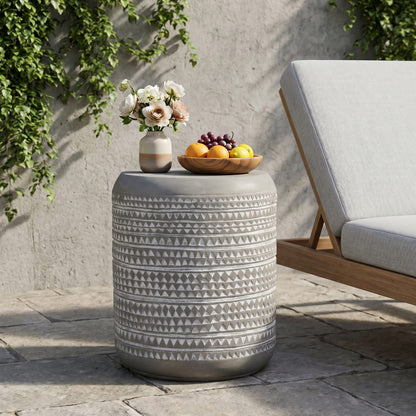 Lightweight Concrete Outdoor Side Table - 15.5" H, Magnesium Oxide