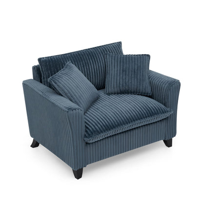 Blue Corduroy Foam Bean Bag Chair - Single Sofa for Living Room