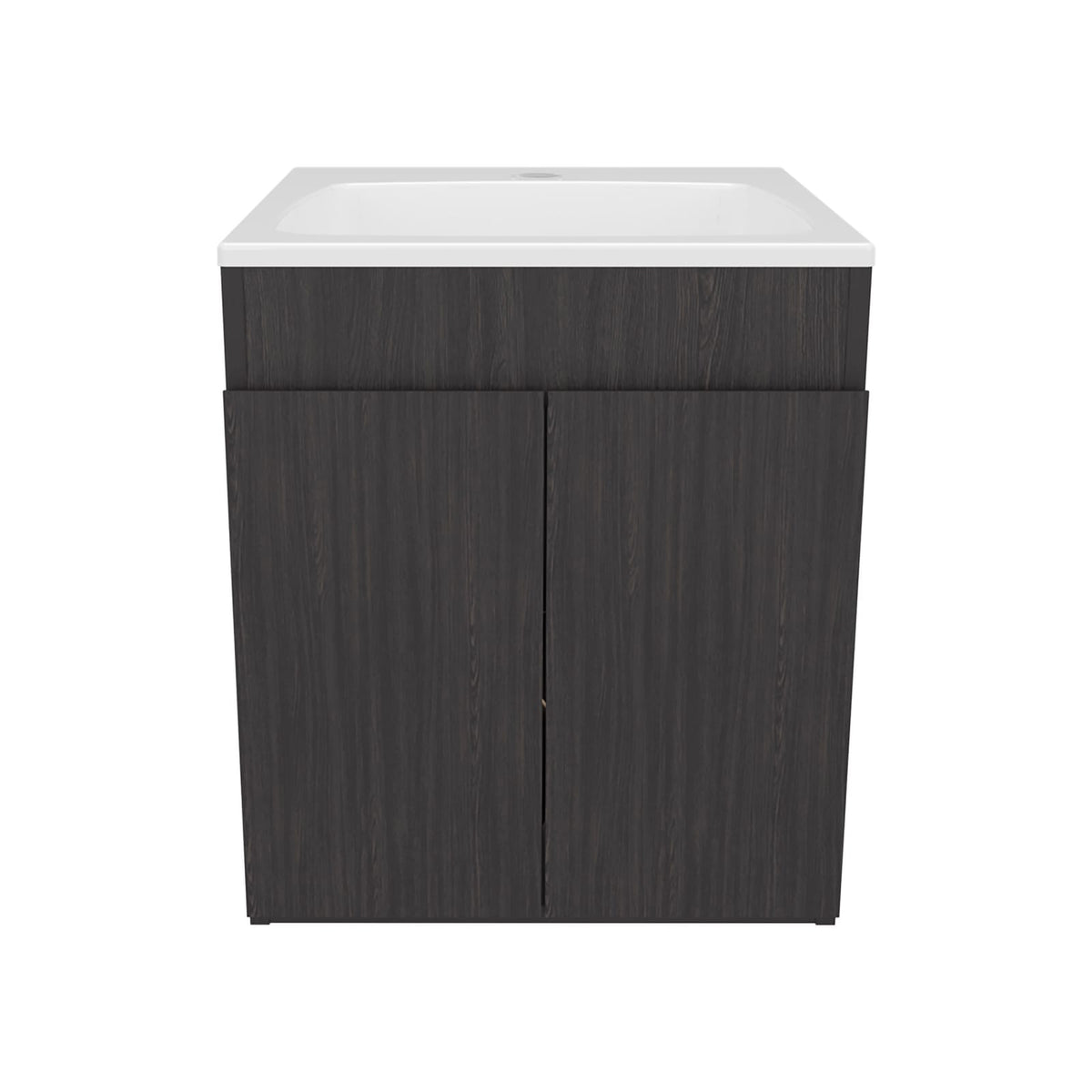 Black MDF Bathroom Vanity - 2 Drawers & Open Shelf