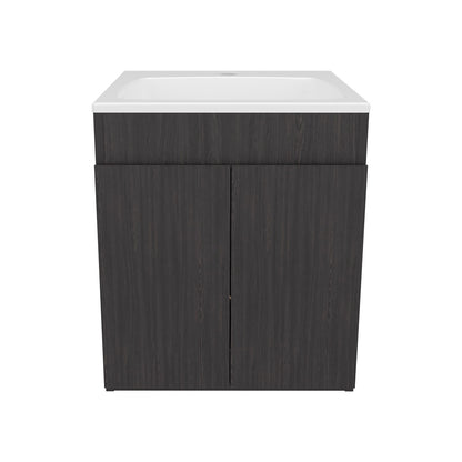Black MDF Bathroom Vanity - 2 Drawers & Open Shelf