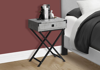 Accent Table, Side Table - Grey MDF & Black Metal Legs