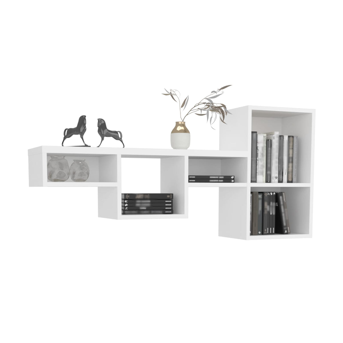 White 22" Display Shelf - 7 Shelves for Living Room