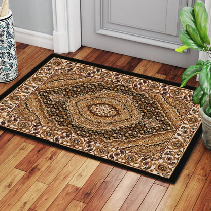 Black and Ivory Medallion Area Rug - 3' x 5' Rectangle
