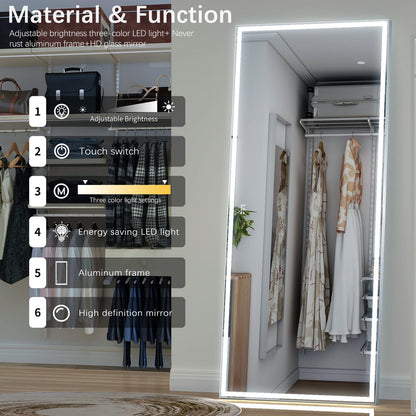 Extra Large LED Bathroom Mirror - 84x36 Silver Aluminum Frame