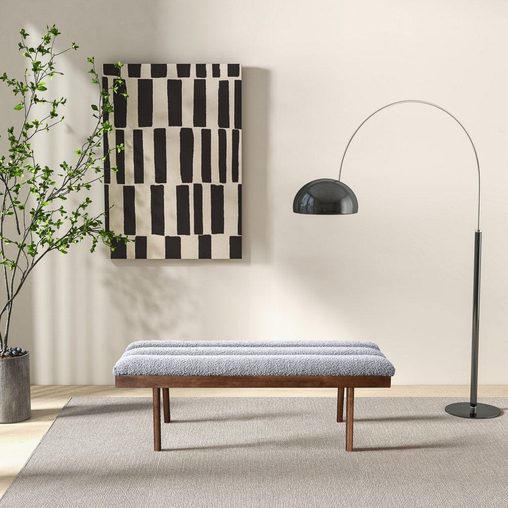 Light Gray Boucle Bench - 18.3" W x 48" L x 16.9" H for Bedroom