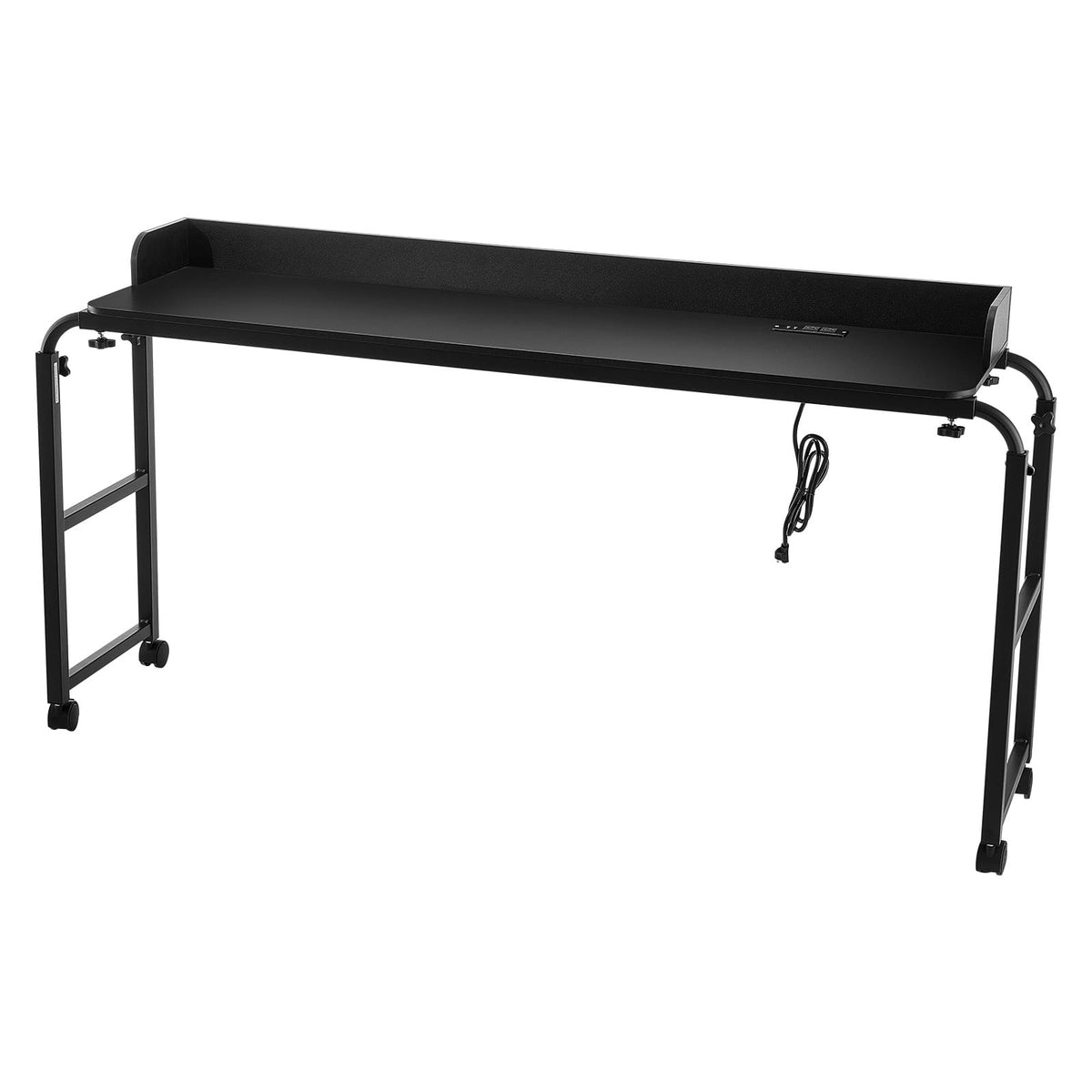 Living Room Black Particle Board Overbed Table with Adjustable Height and Mobile