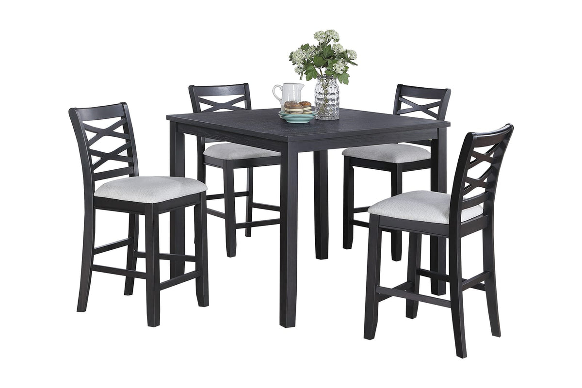 Gray Square Dining Table Set with 4 Chairs for Dining Room