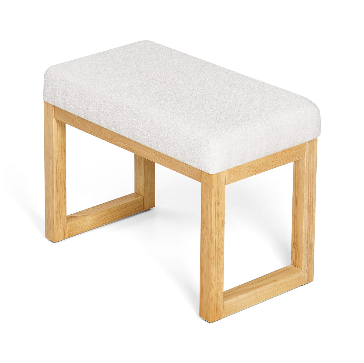 Beige Foam Shoe Changing Bench - Modern Minimalist Design for Bedroom